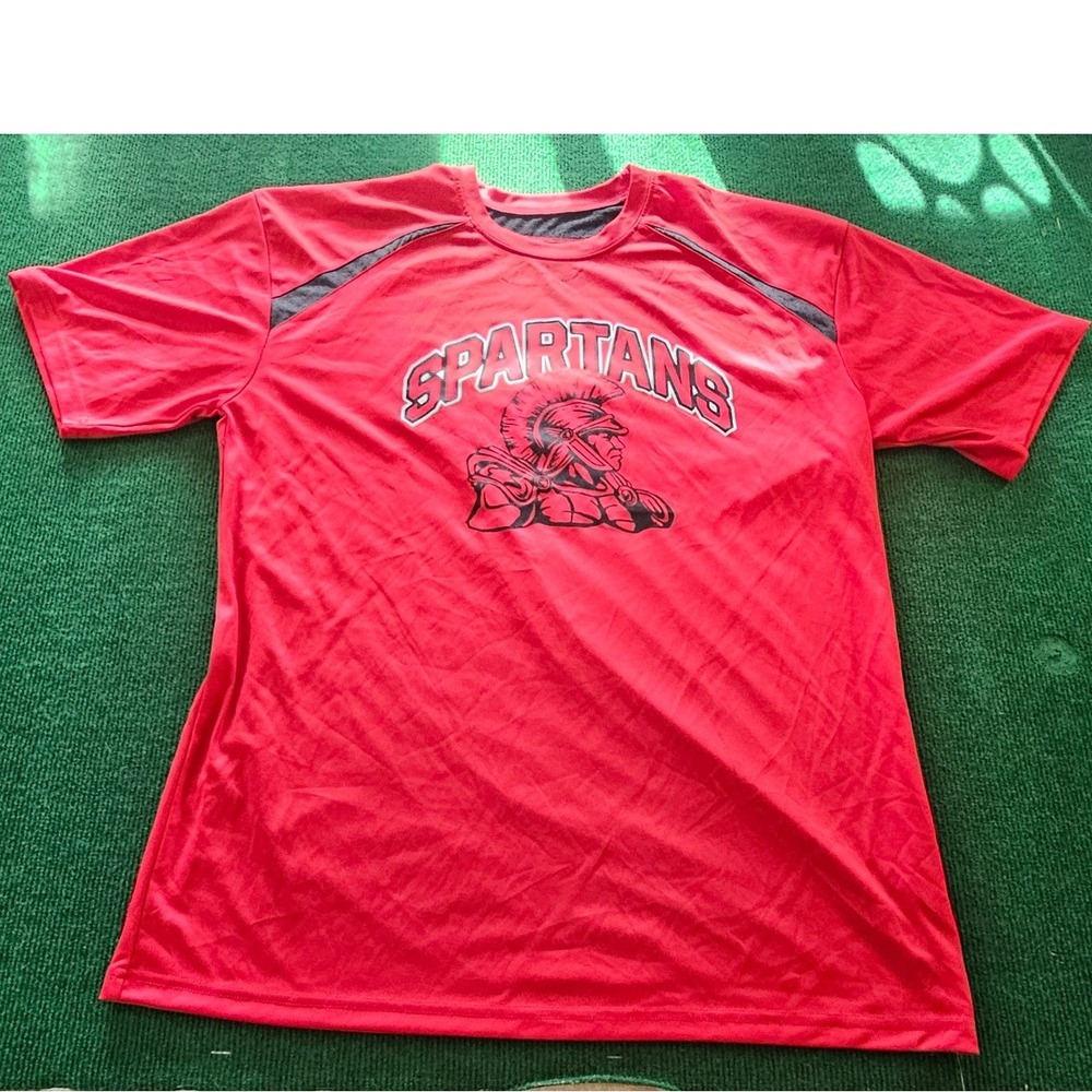 Spartans Graphic T-Shirt Red Gray Athletic Tee Large